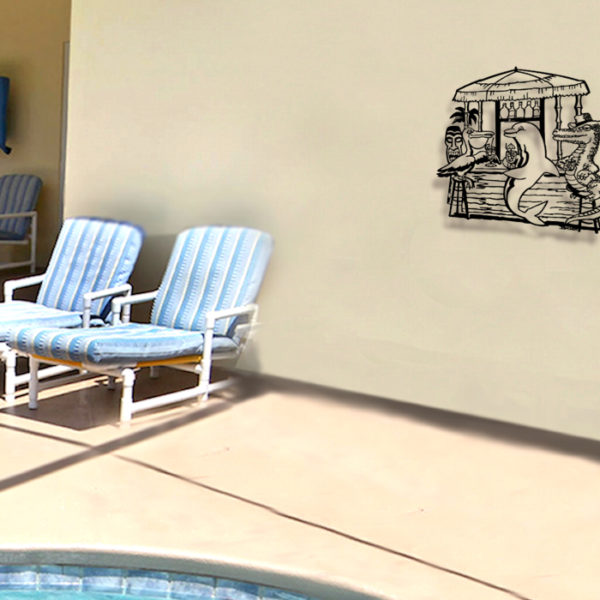 Waterproof Sculptures & Metal wall Art Beach Tiki Hut